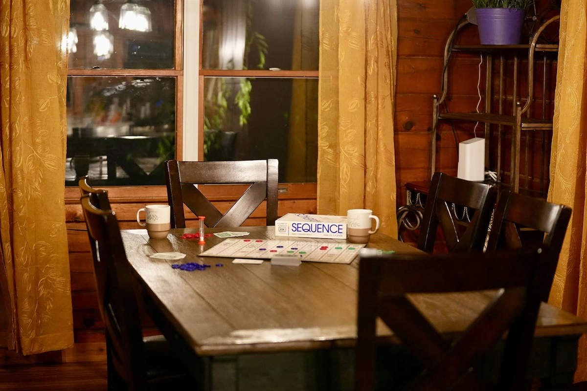 Grab a board game from the sunroom to play in the cabin.