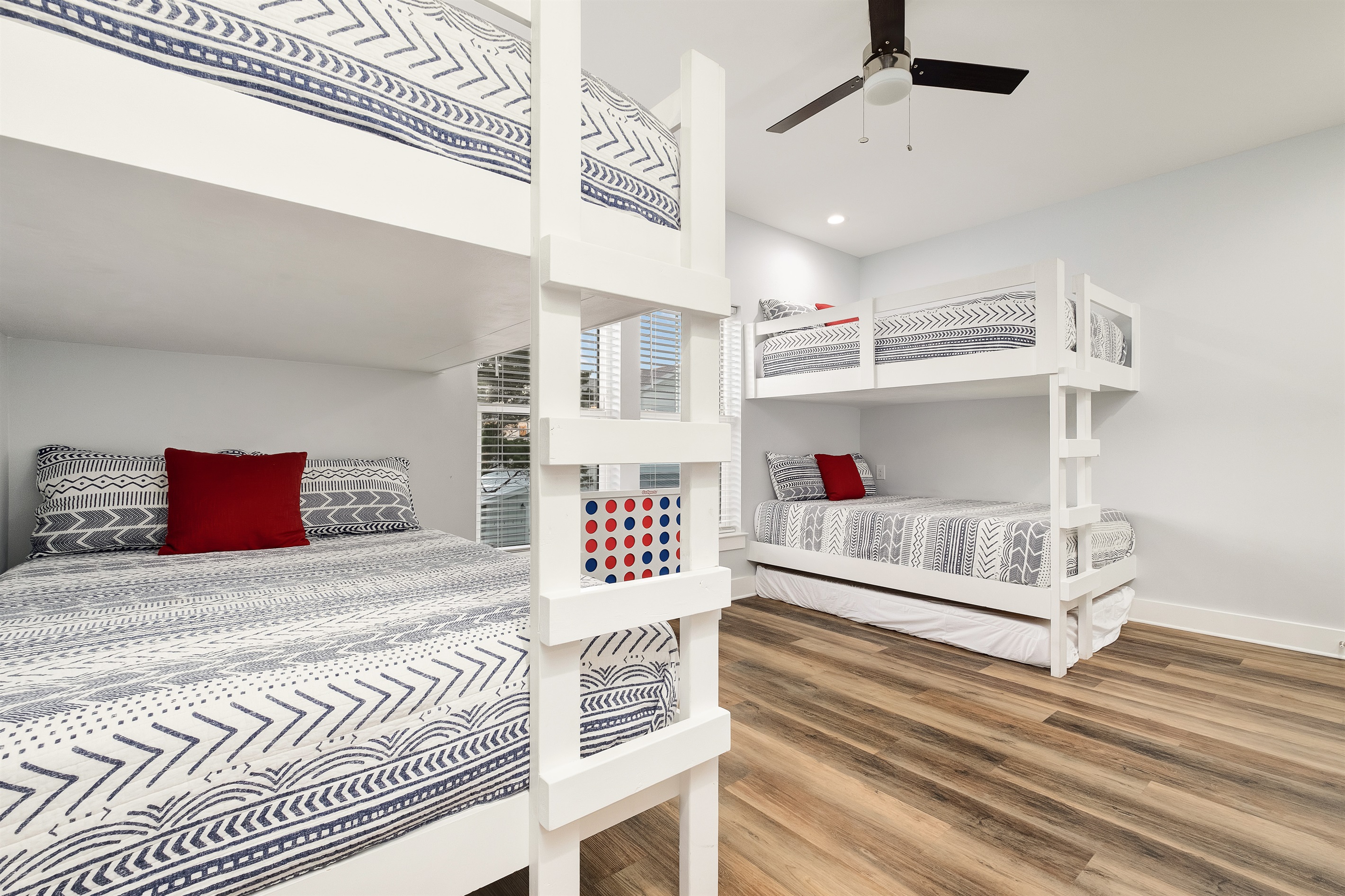 Bedroom #6 (2nd floor) Full Size bunks with 1 Full Trundle - It’s perfect for kids or friends who want to share a room. It also has its own bathroom with a shower.