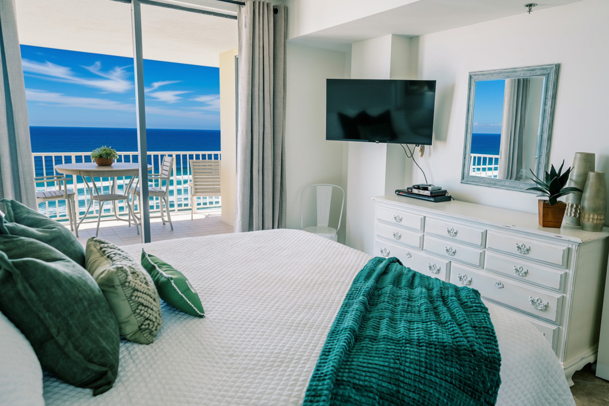 Bright and airy during the day, and blackout curtains for extra deep sleep!