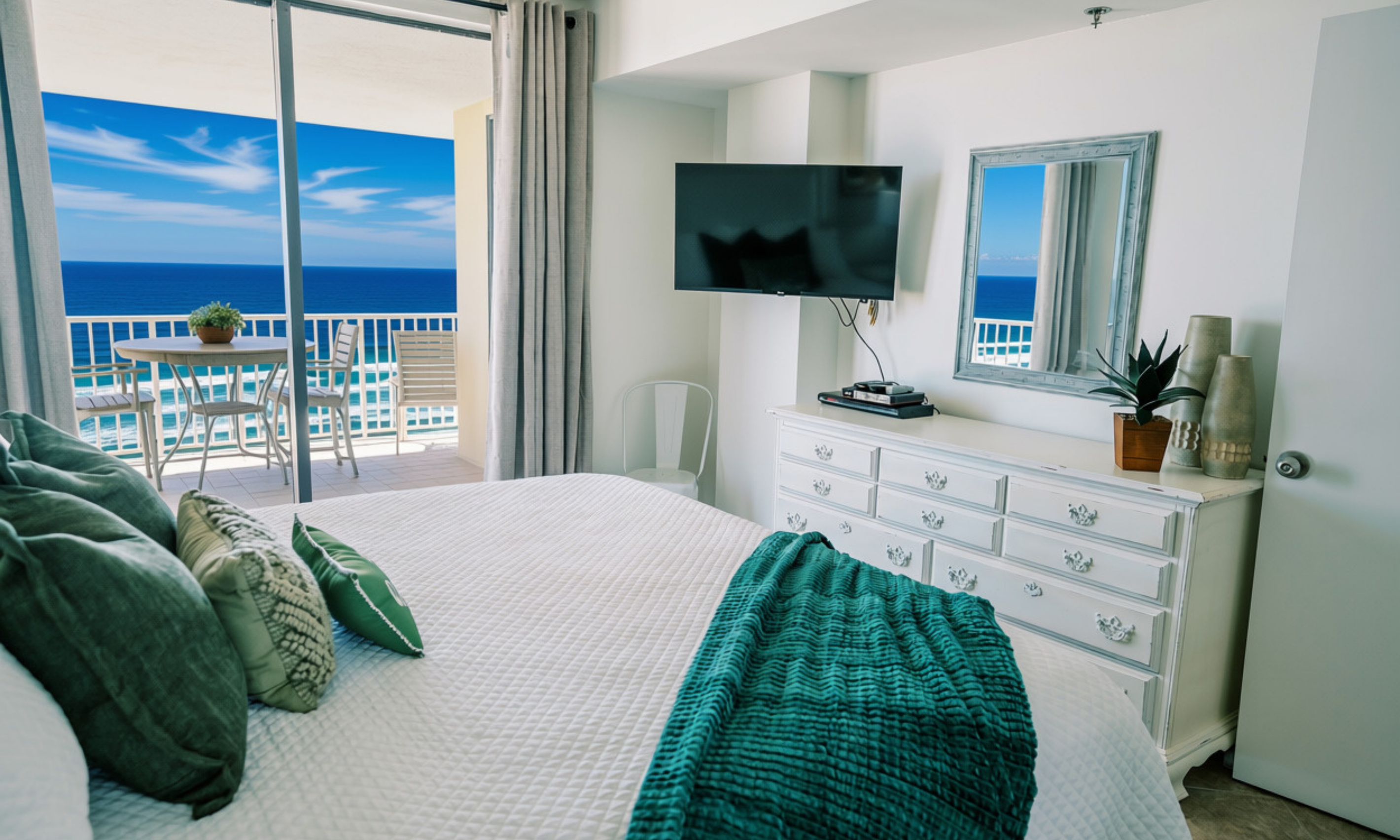 Bright and airy during the day, and blackout curtains for extra deep sleep!
