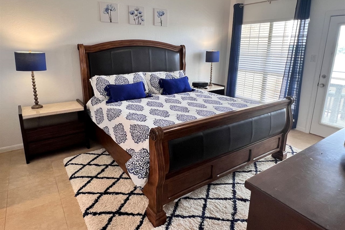 King Bed in Master Bedroom with Patio Access