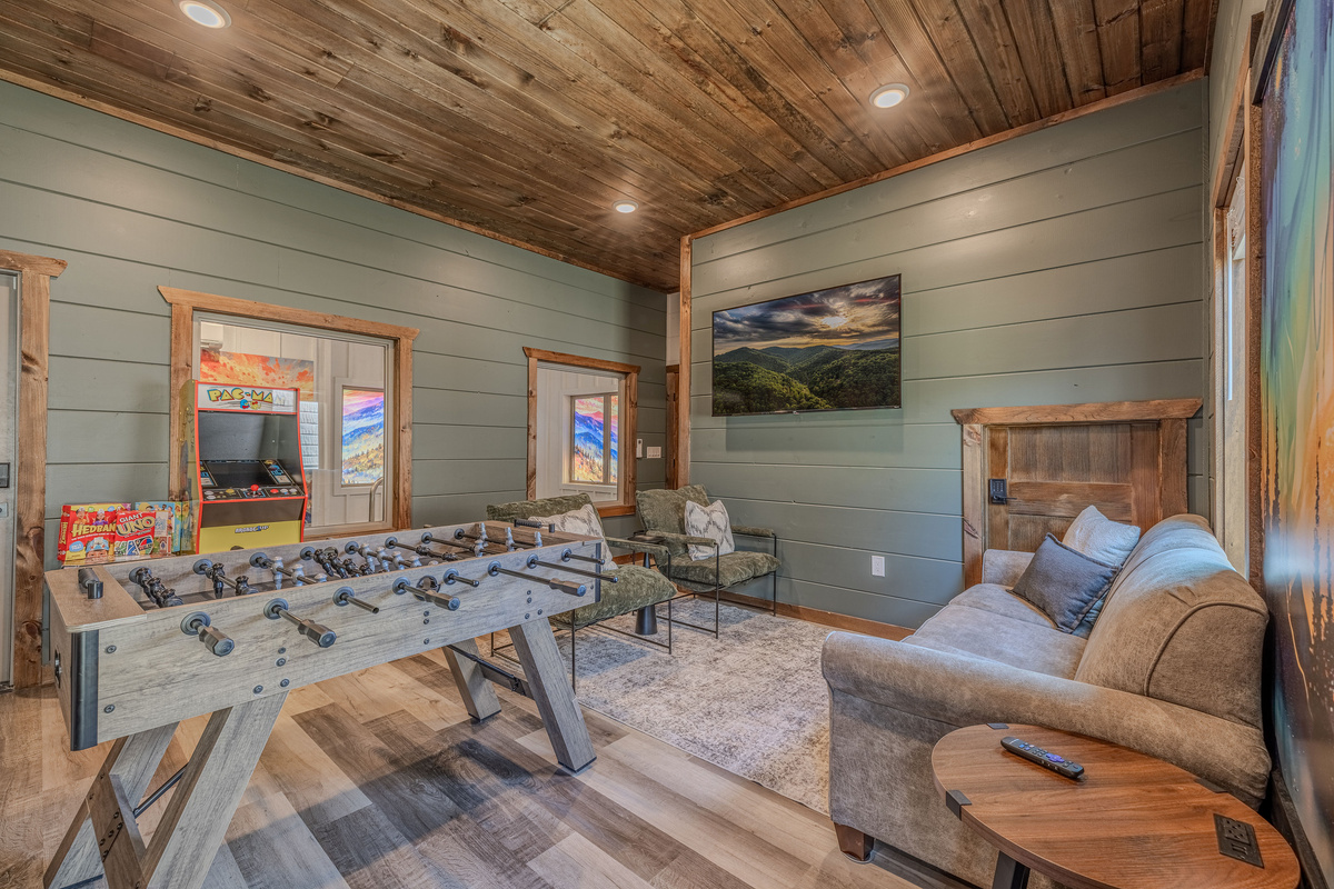 A separate lounge area gives the group another place to relax.
