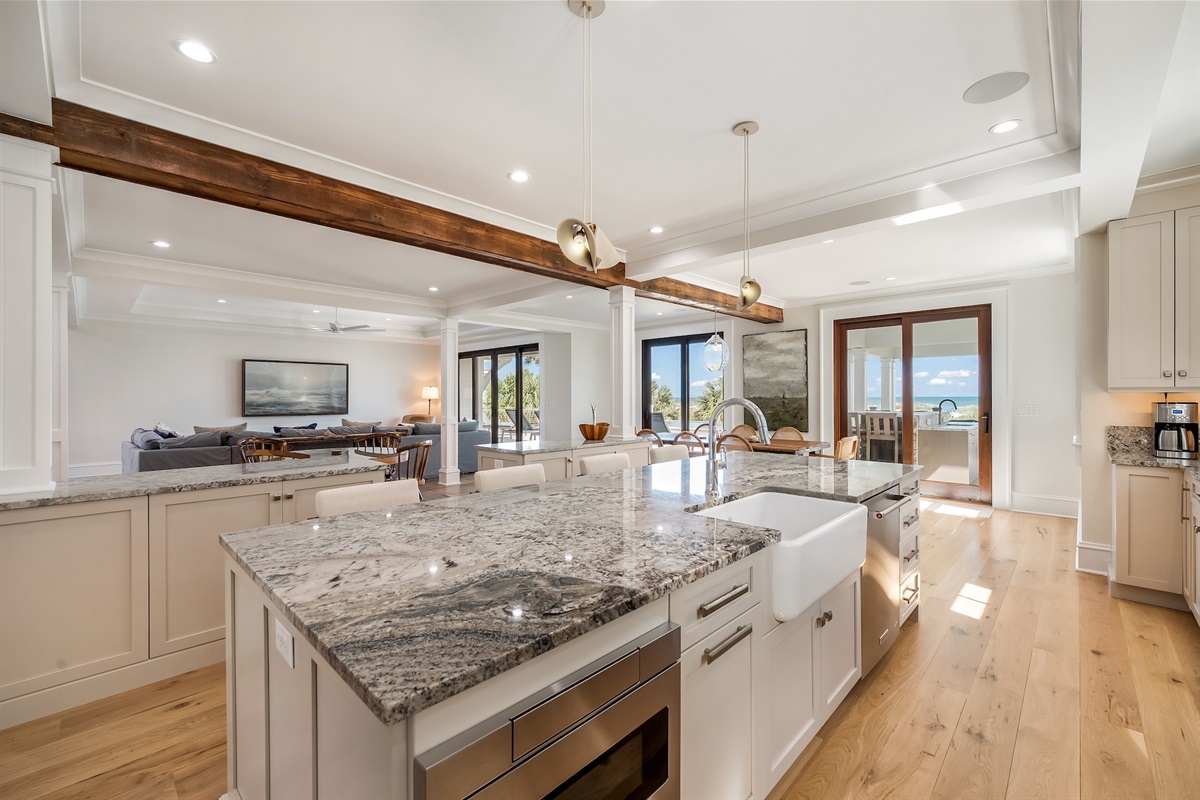 Chef Kitchen with ocean views | Beach Shelter | 3708 Palm Blvd | Isle of Palms, SC | IOP Escapes