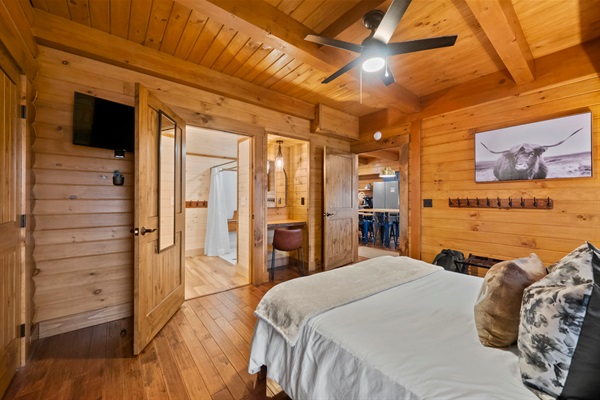 Primary Suite with Dedicated Workspace. Ideal for remote work and extended stays.
