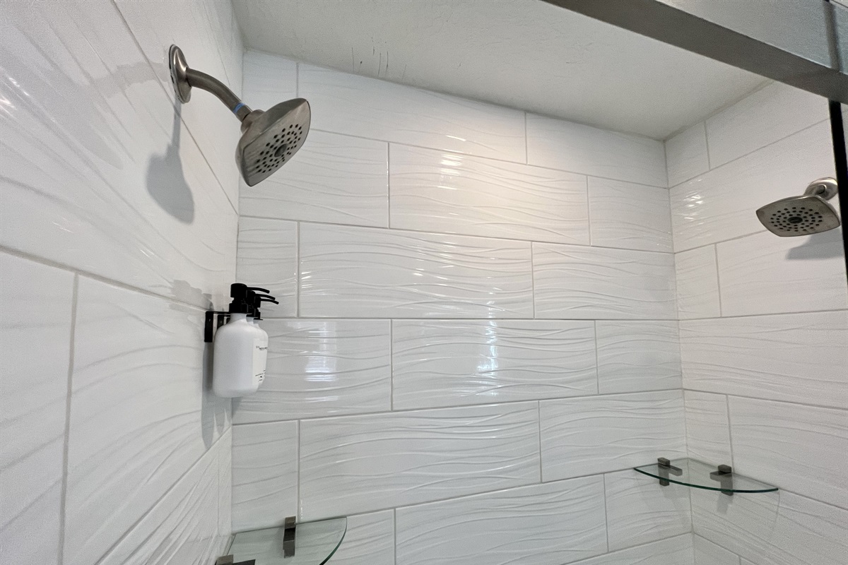 Primary Restroom shower with double shower heads