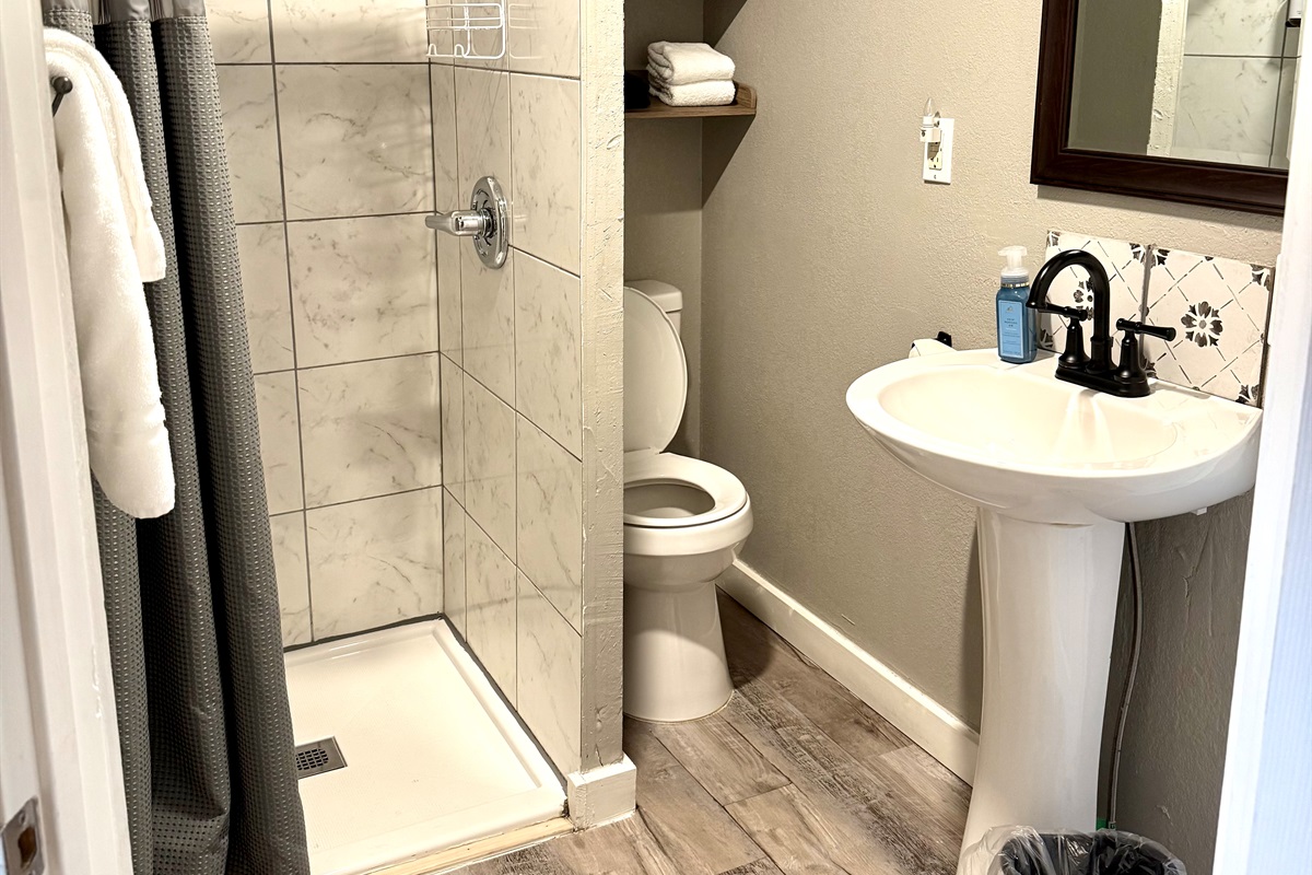 Keep in mind the toilet area is a little tight to the wall.