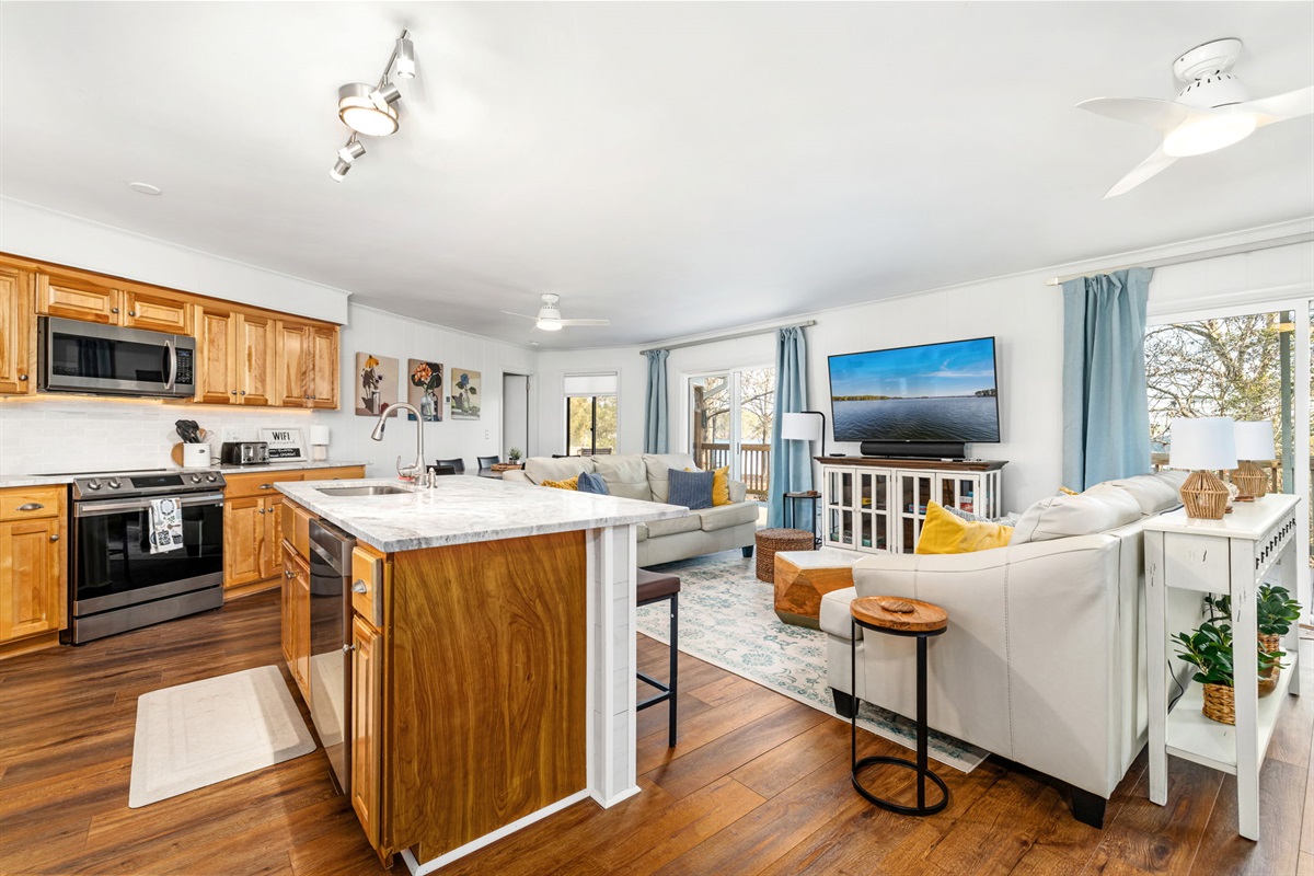 Living Room: Bright and airy space with modern decor, perfect for relaxation and entertainment!