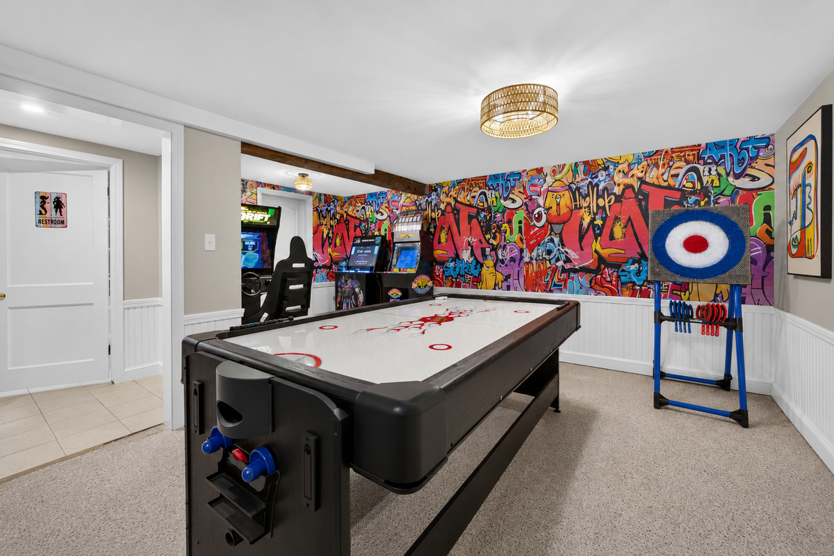 A colorful entertainment space packed with games for memorable group fun.