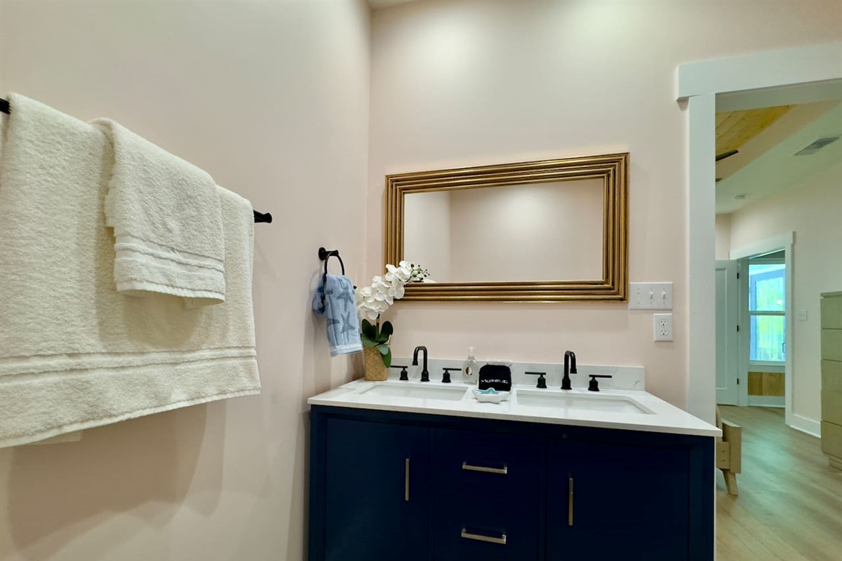 Our inviting bath offers comfort, style, and a deep tub.