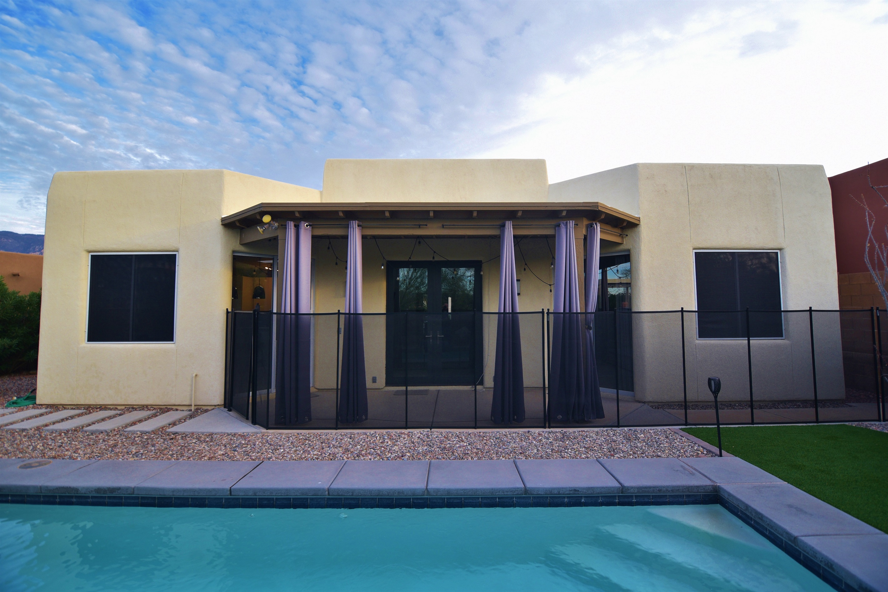 Pool is fenced to keep your family safe