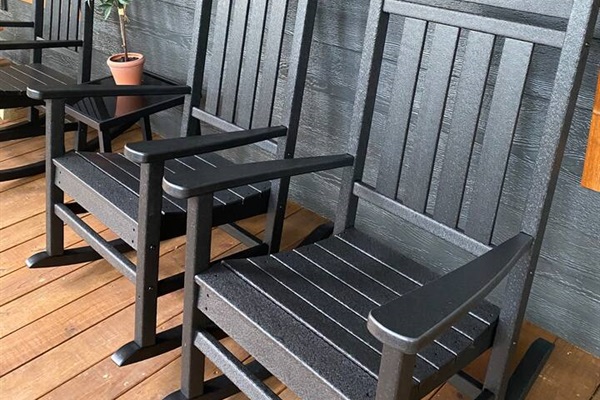 Our six outdoor rocking chairs provide plenty of outdoor seating for everyone.