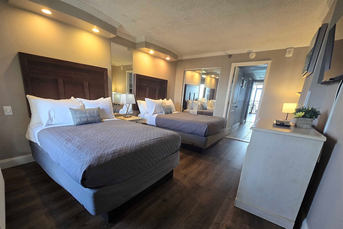 Comfortable bed and inviting bedroom space.