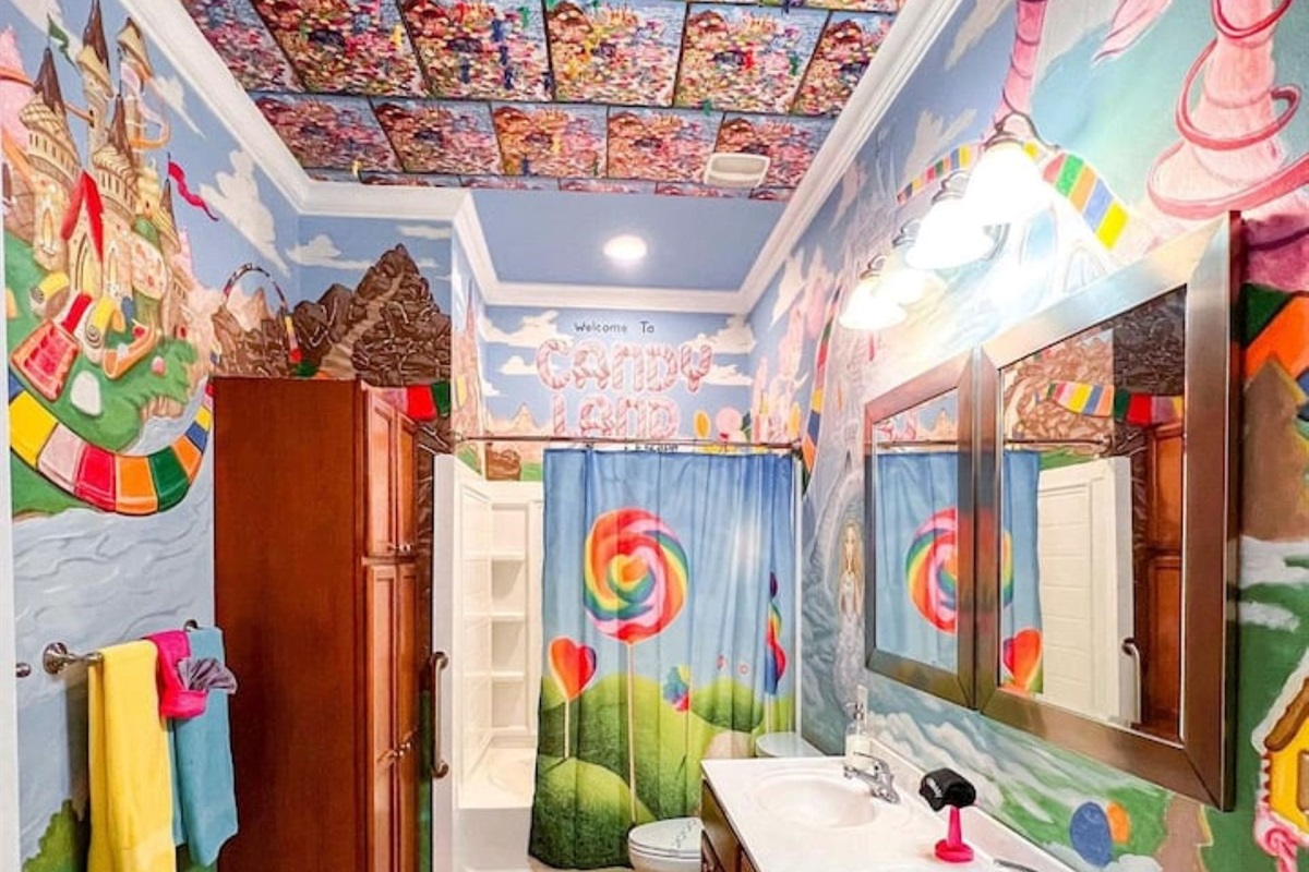 Candy swirl ceiling art