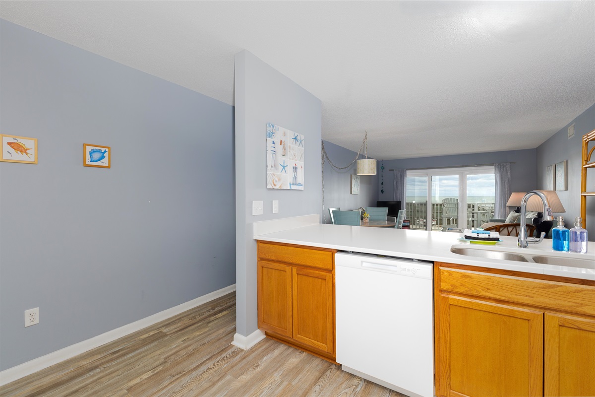 Open kitchen with ocean view