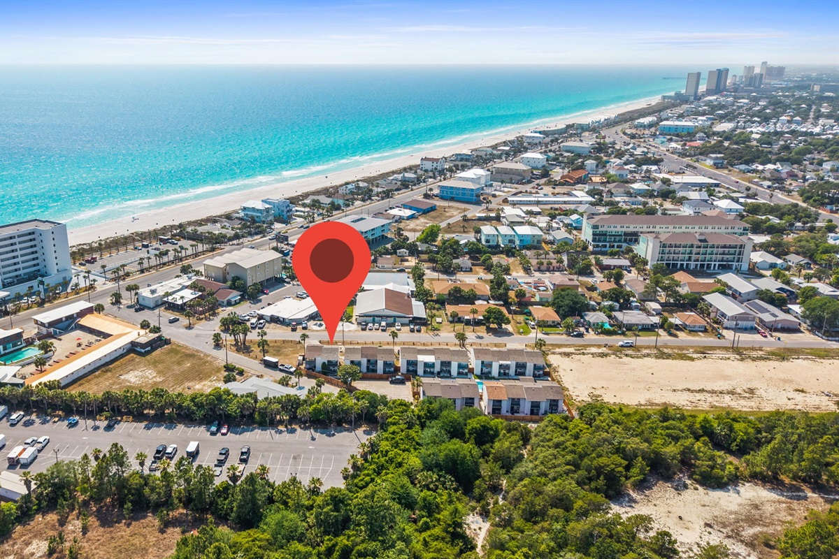 Aerial of Complex, Amenities, and Beach