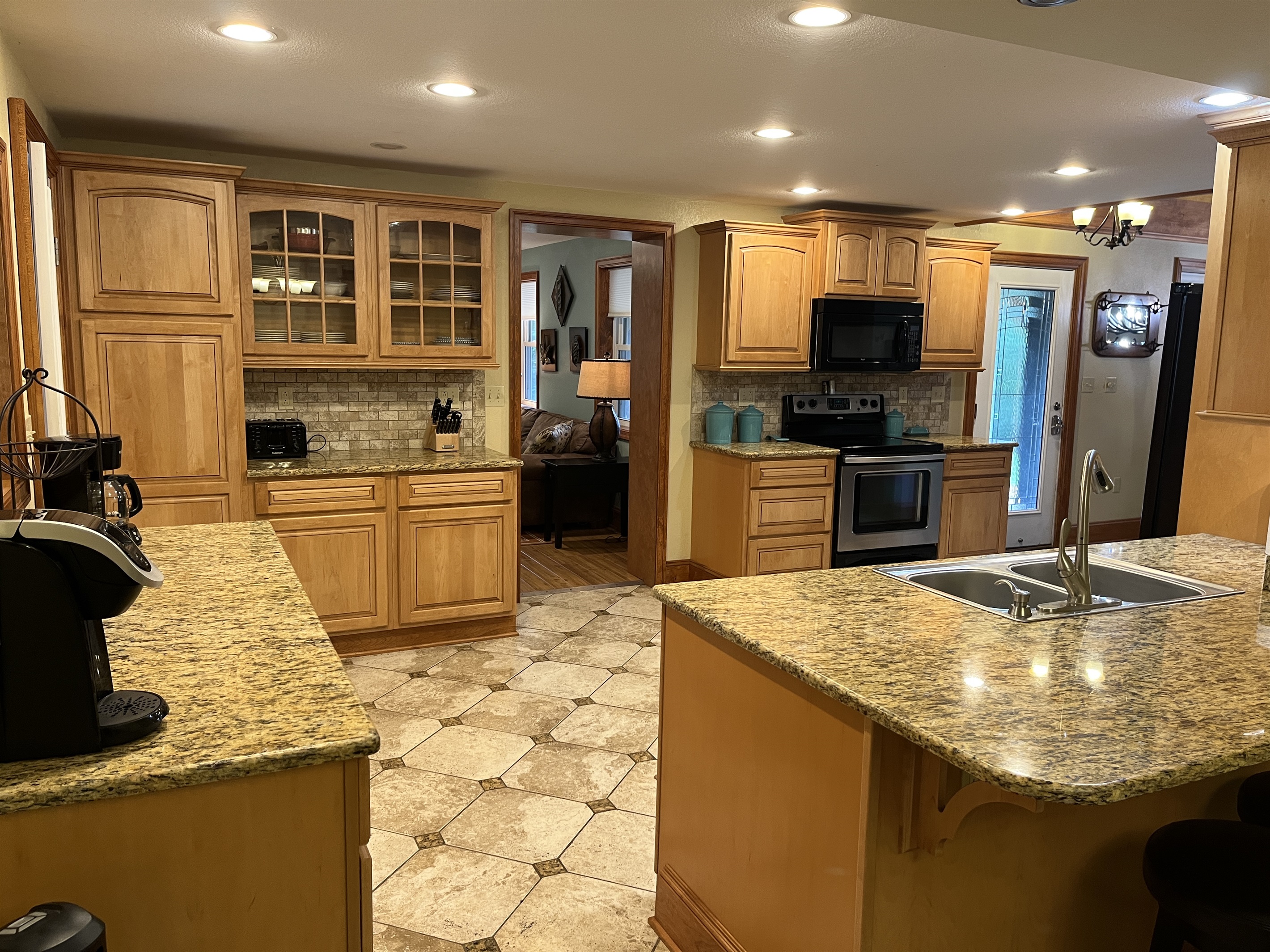 Kitchen into living room