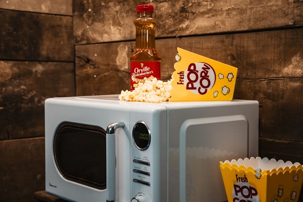 Stocked popcorn station.