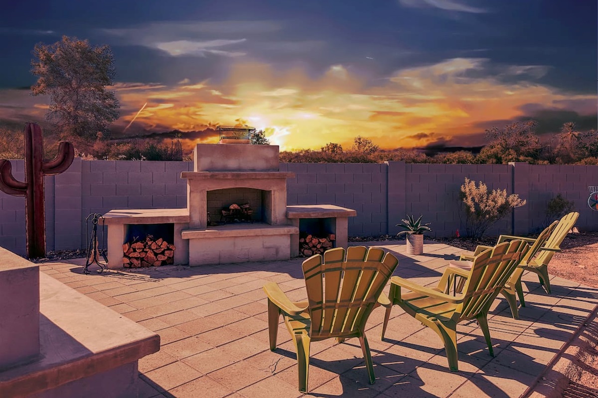 Enjoy sitting by the fireplace during cool winter nights.