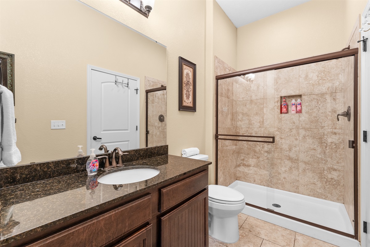 The second bath features a walk-in shower—clean, simple, and convenient for guests.