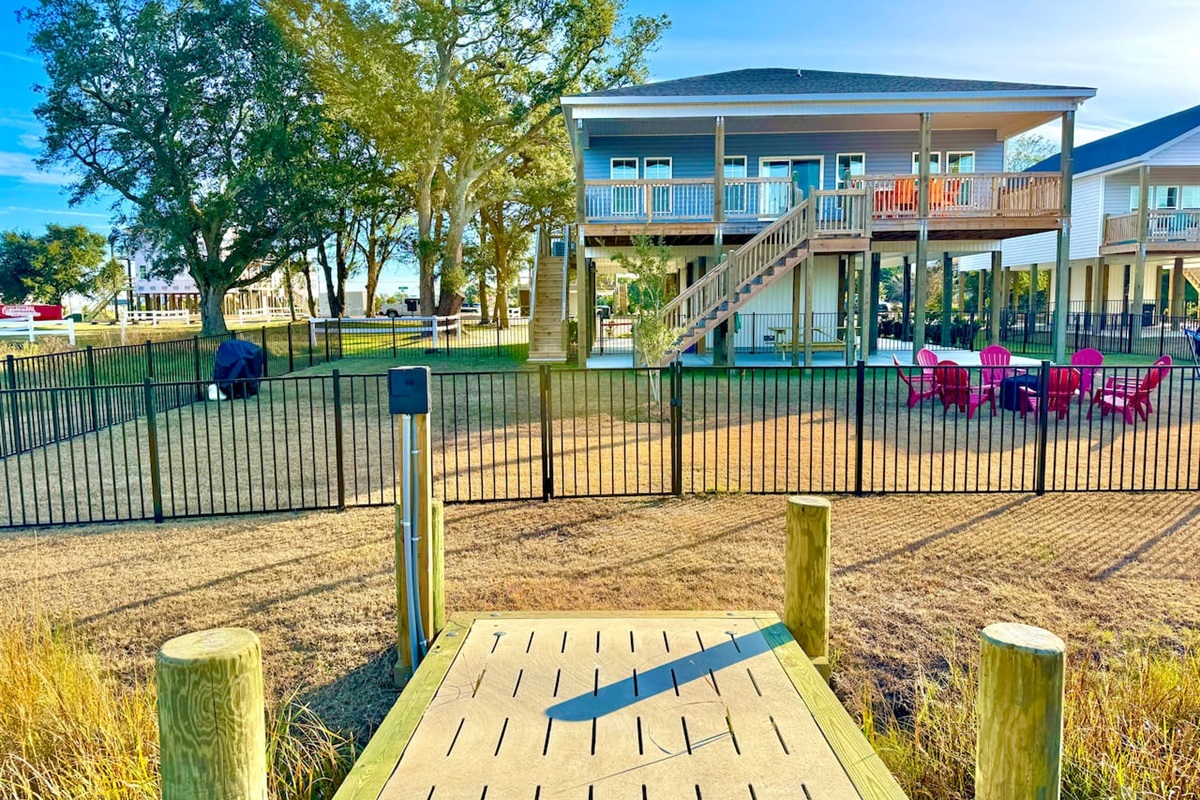 Enjoy our canal front home! The entire living space is accessed via a set of outdoor stairs. 