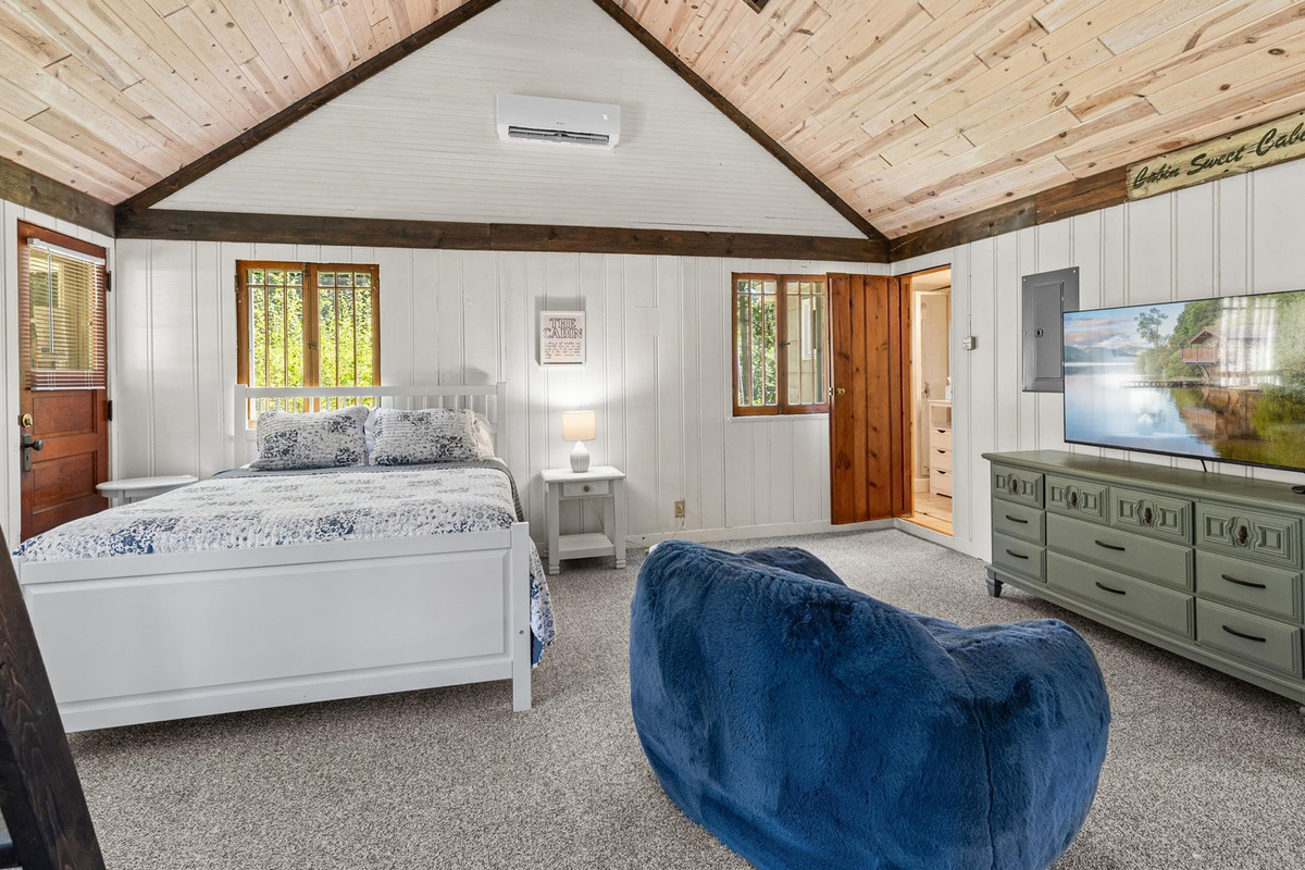 Master bedroom showing bathroom door