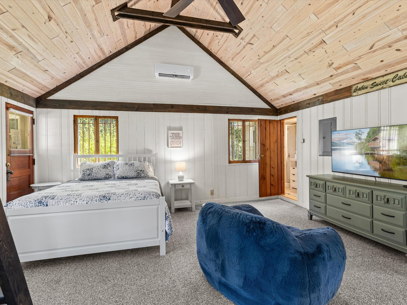Master bedroom showing bathroom door