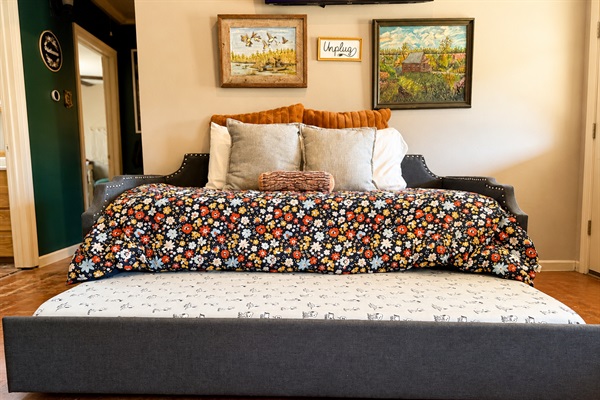 Gathering Room Daybed converts into a double twin bed sleeping space with a trundle bed underneath. And for our smaller groups? It a comfortable reading spot with a view of the surrounding woods.