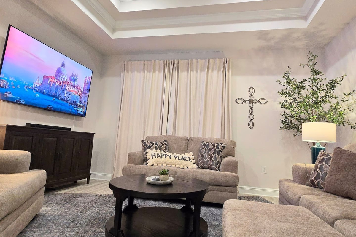Huge Google Smart TV in the comfortable living area