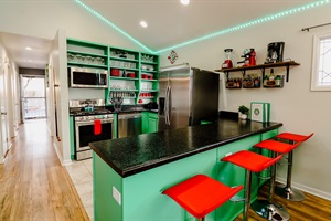 A kitchen showcasing a clean counter, providing a pristine and inviting workspace for cooking and preparation