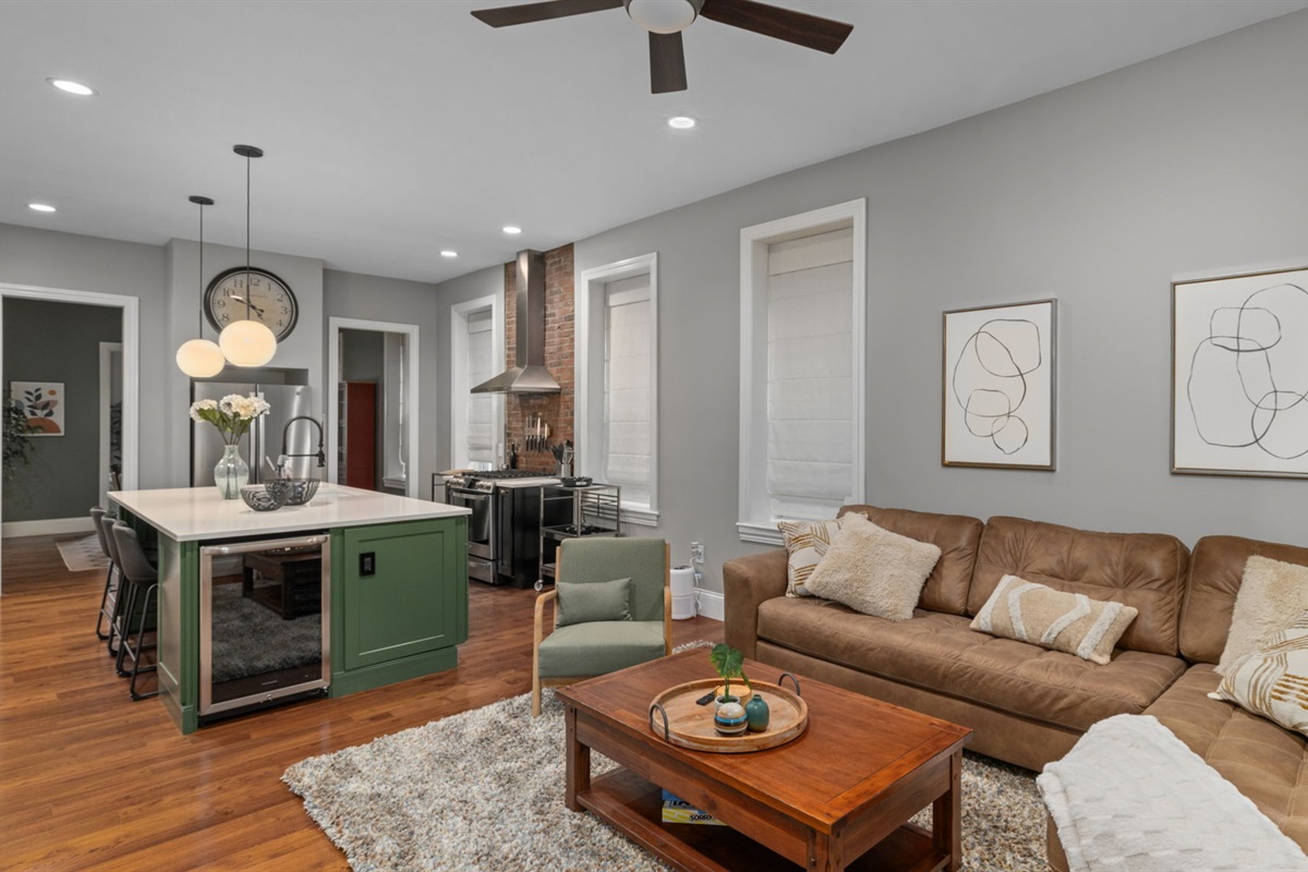 The open concept kitchen/family room allows opportunity to stay connected even when focused on different activities.