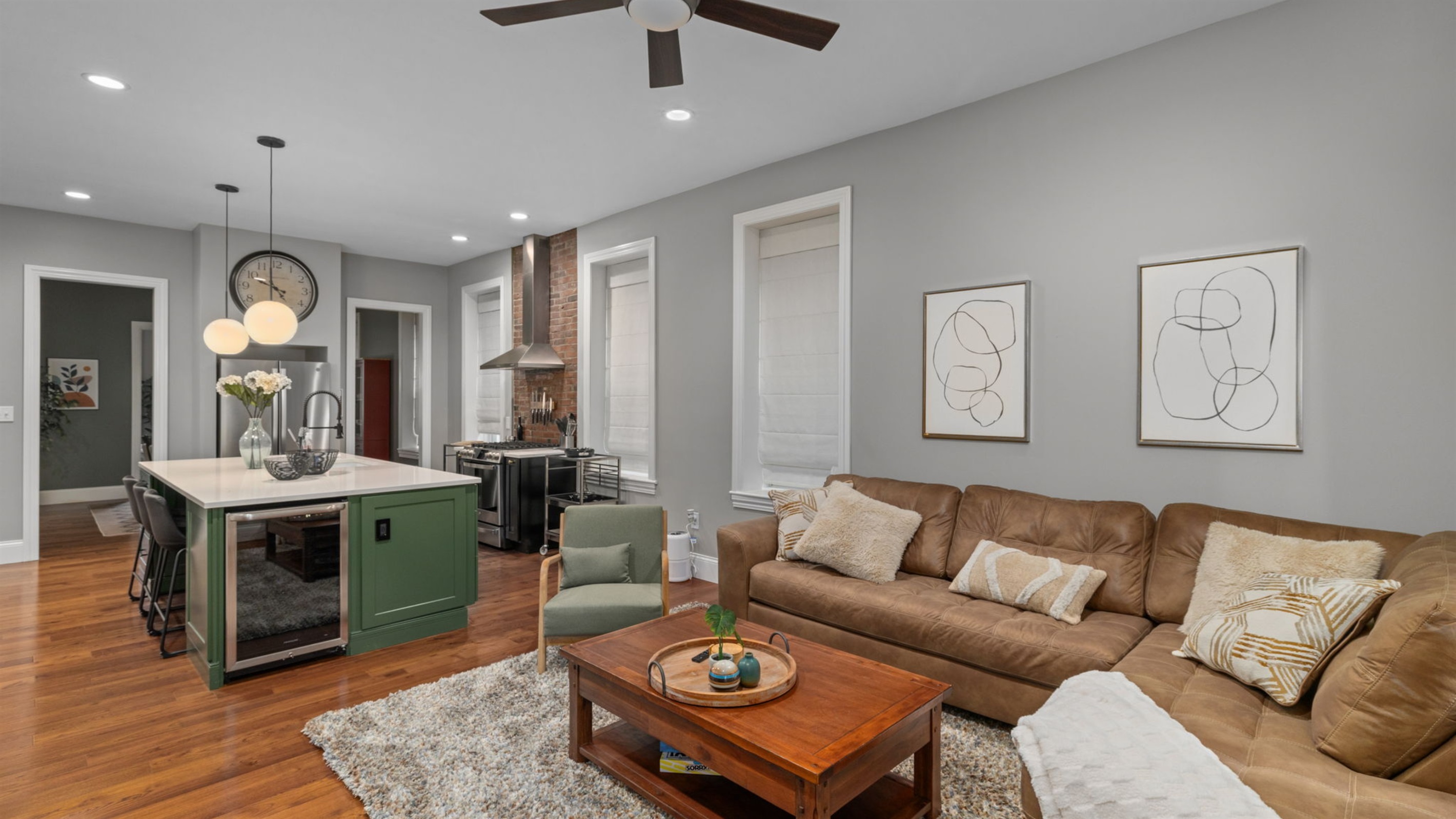 The open concept kitchen/family room allows opportunity to stay connected even when focused on different activities.