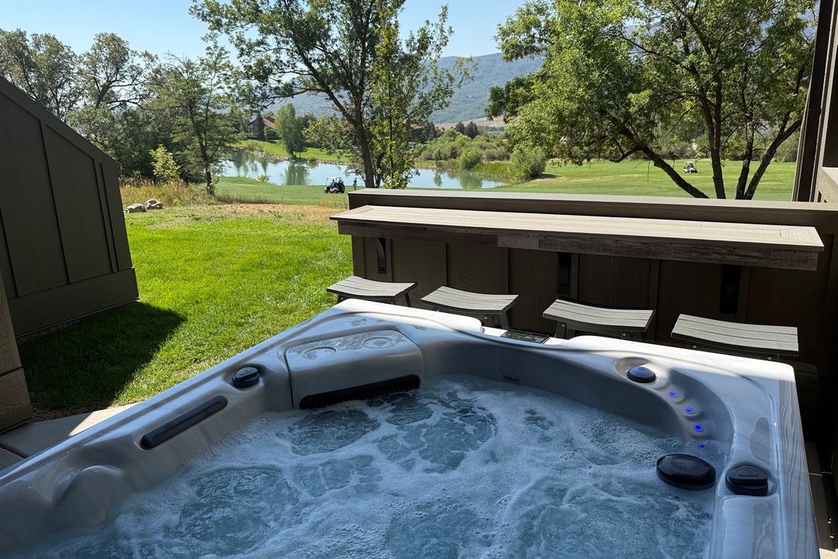 Enjoy amazing views while soaking in the hot tub.