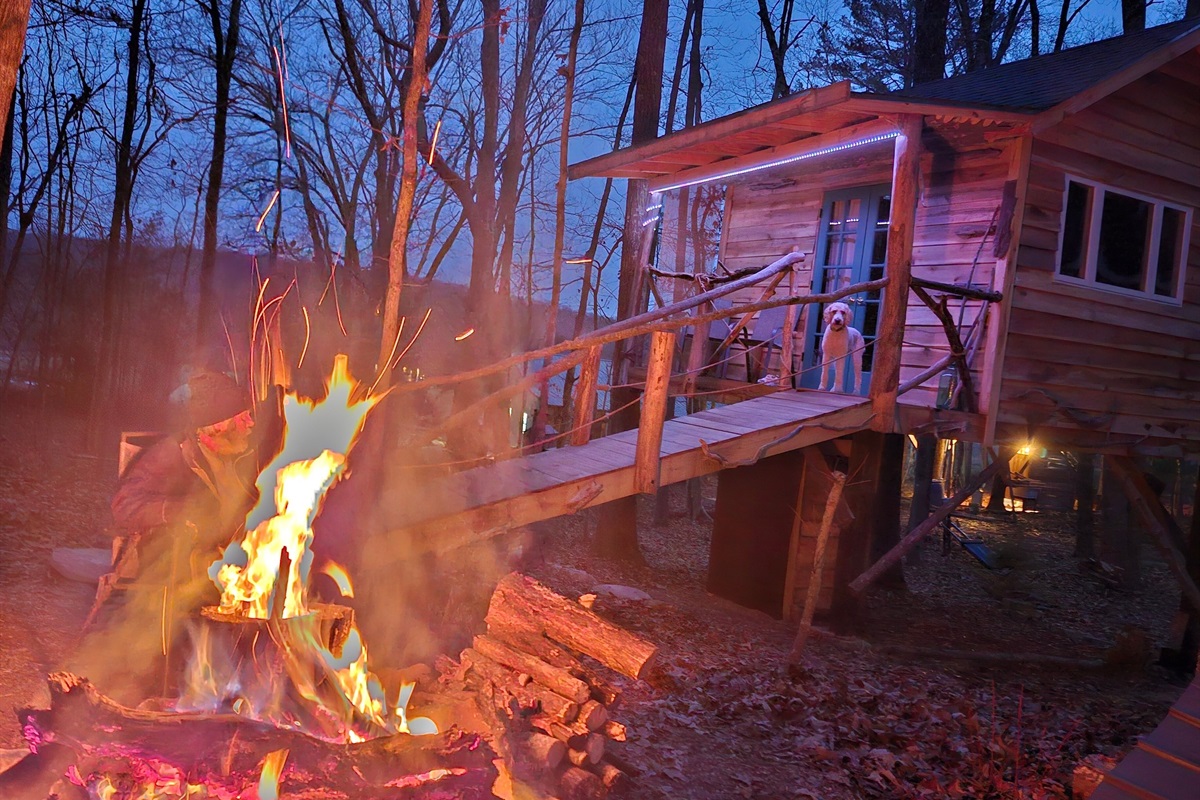 You can see the fire from bed!
