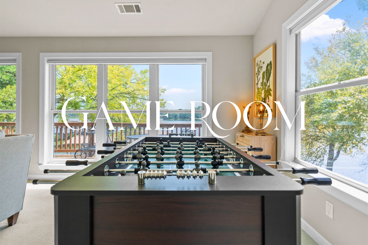 Game night just got an upgrade &mdash; foosball, laughter, and lake views from the game room.