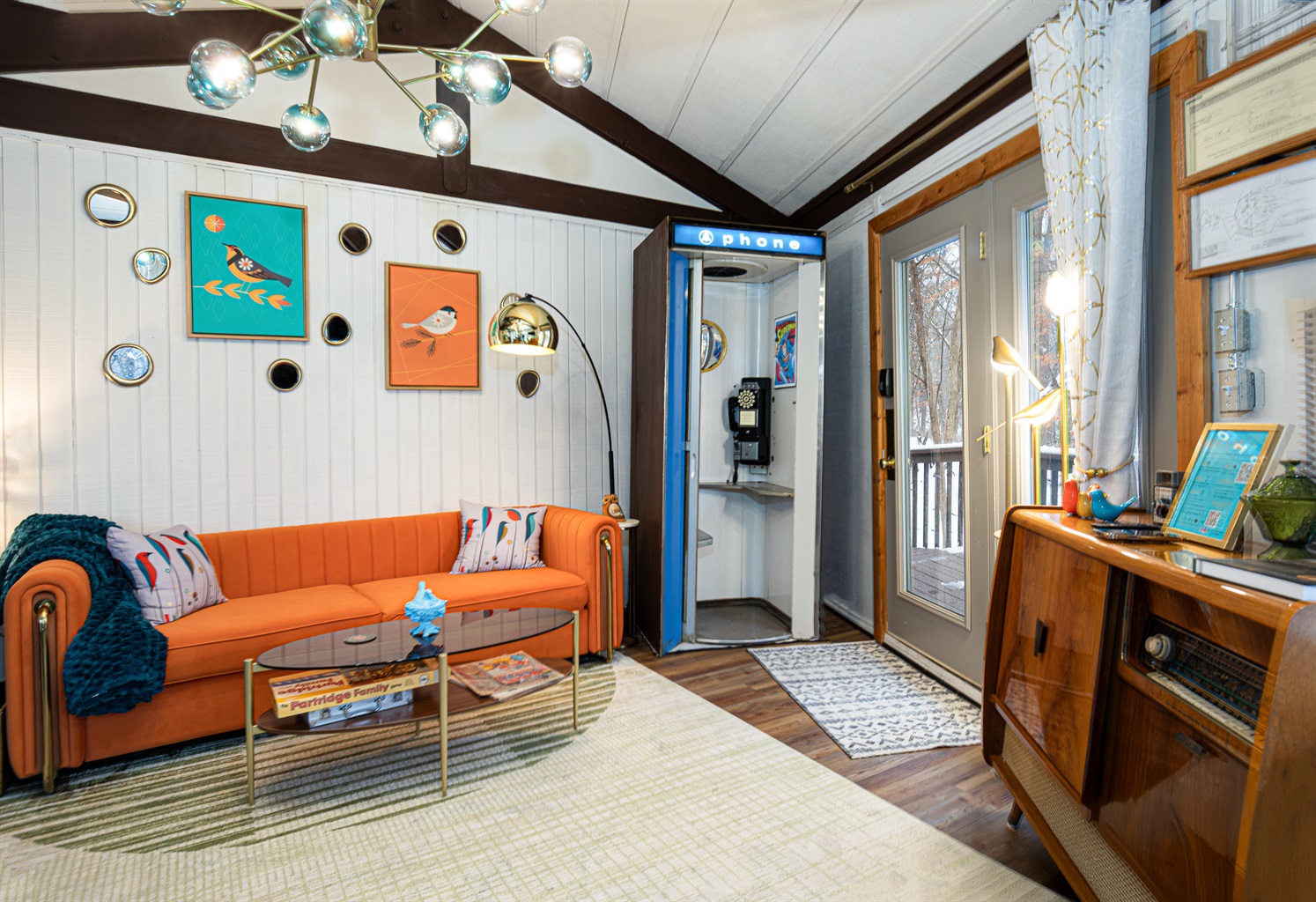 Have fun in the 1960s phone booth! Enjoy the Retro Nest and all the fun touches!