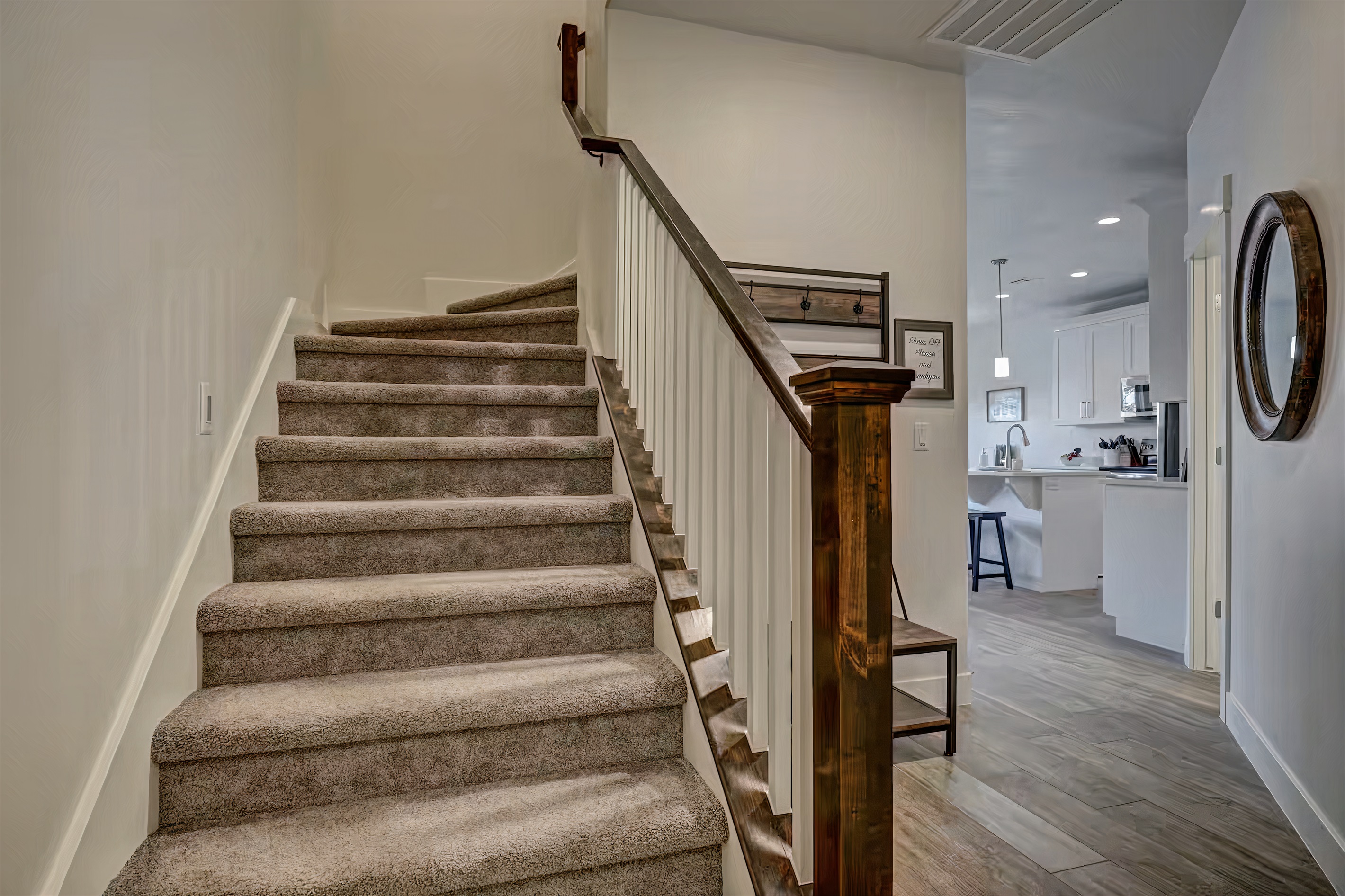 3 bedrooms, 2 full bathrooms, and a large loft upstairs.
