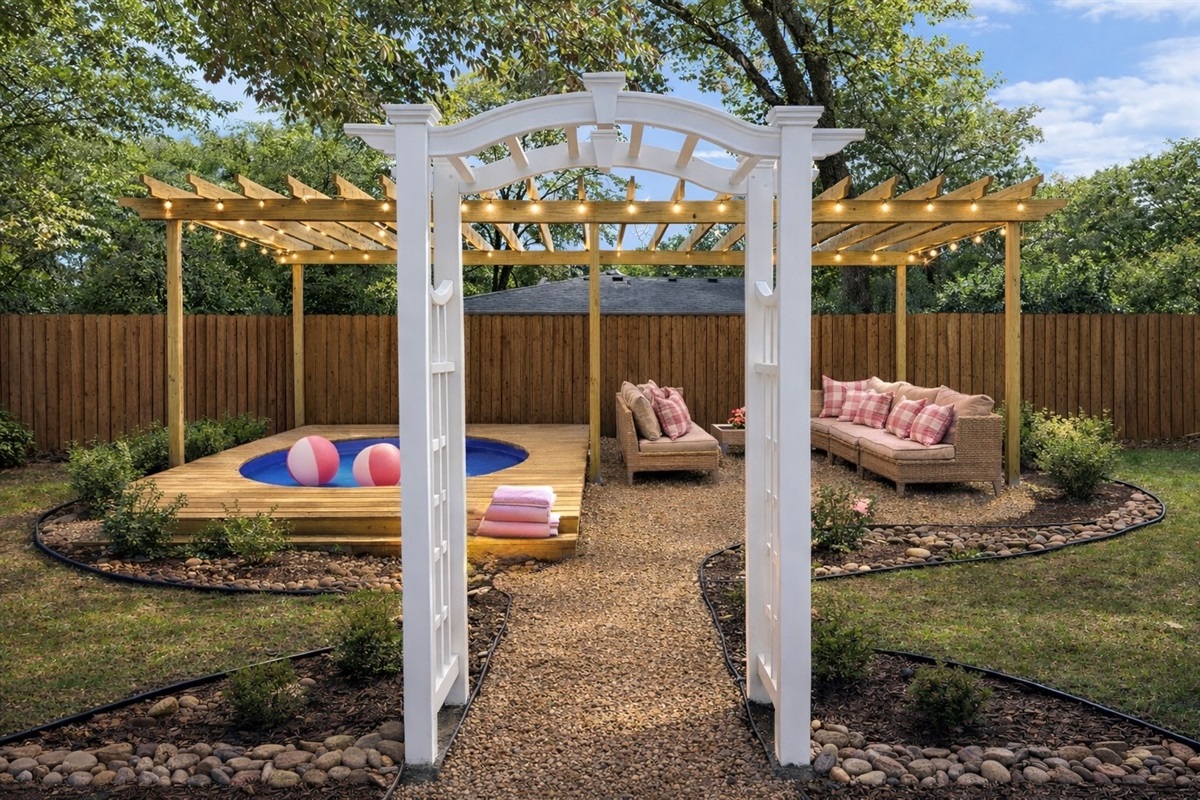 Evenings under the string lights with a refreshing seasonal (May - Oct) soak and cozy sofas.