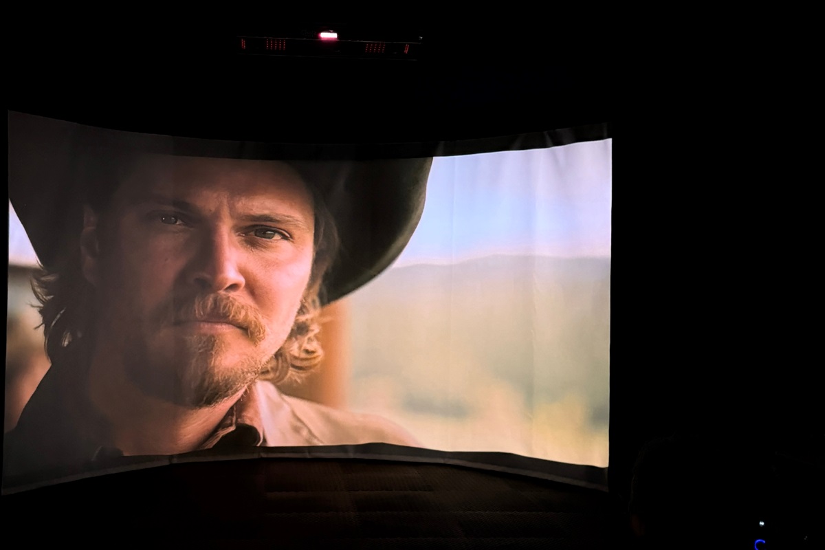 Settle in for movie night or stream your favorite game on the big screen with surround sound on a giant 14ft x 9ft concave screen.