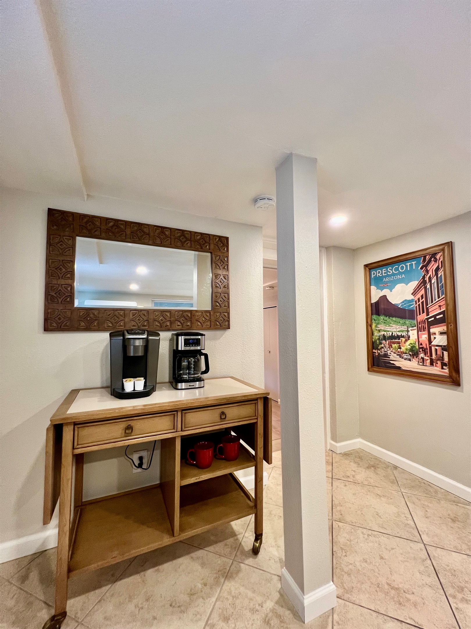 Start your day your way with a fully stocked coffee bar, offering both Keurig and drip coffee options.
