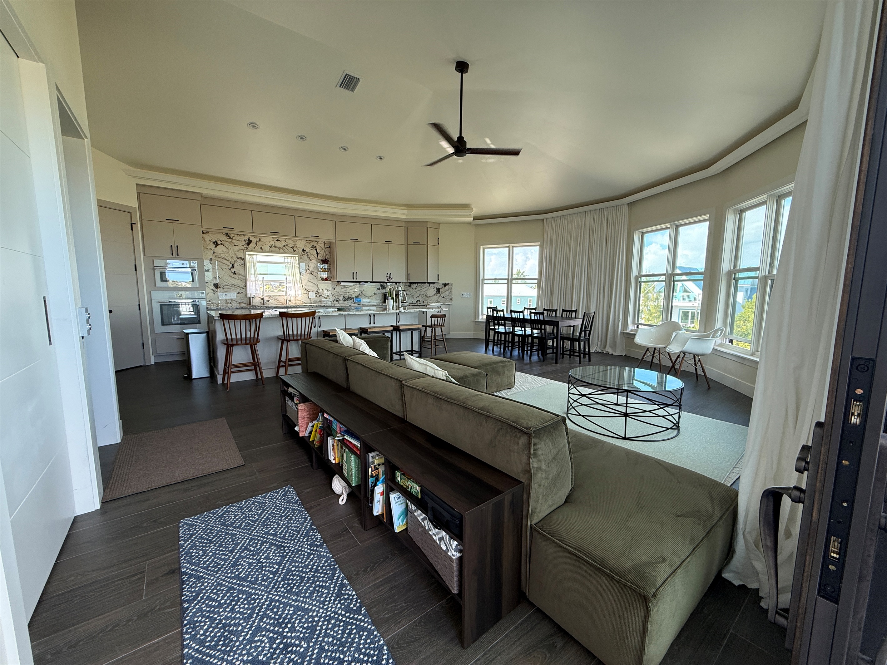 Kitchen, dining and living room