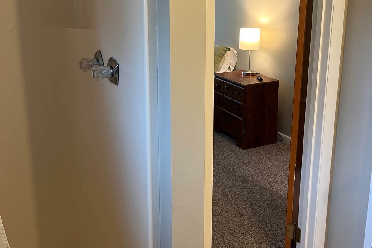 Queen #4 bath with shower, access from hall for bdrm #5