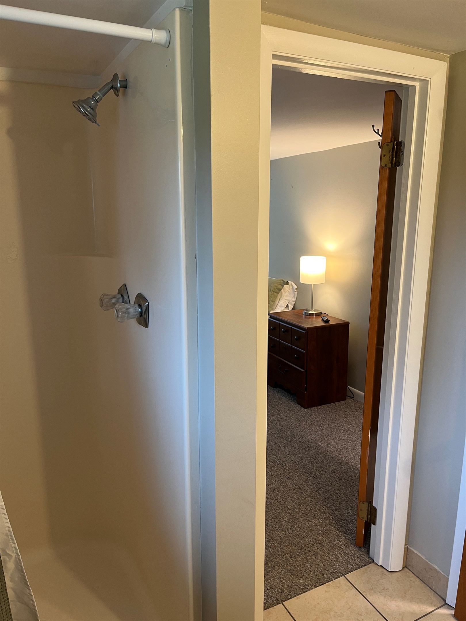 Queen #4 bath with shower, access from hall for bdrm #5