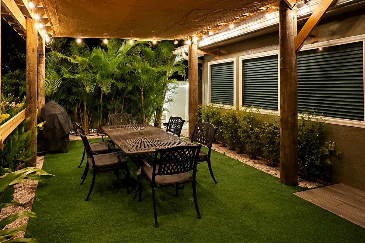 Private Lakeside Terrace of Pelican Suite at AMI Beach Lagoon