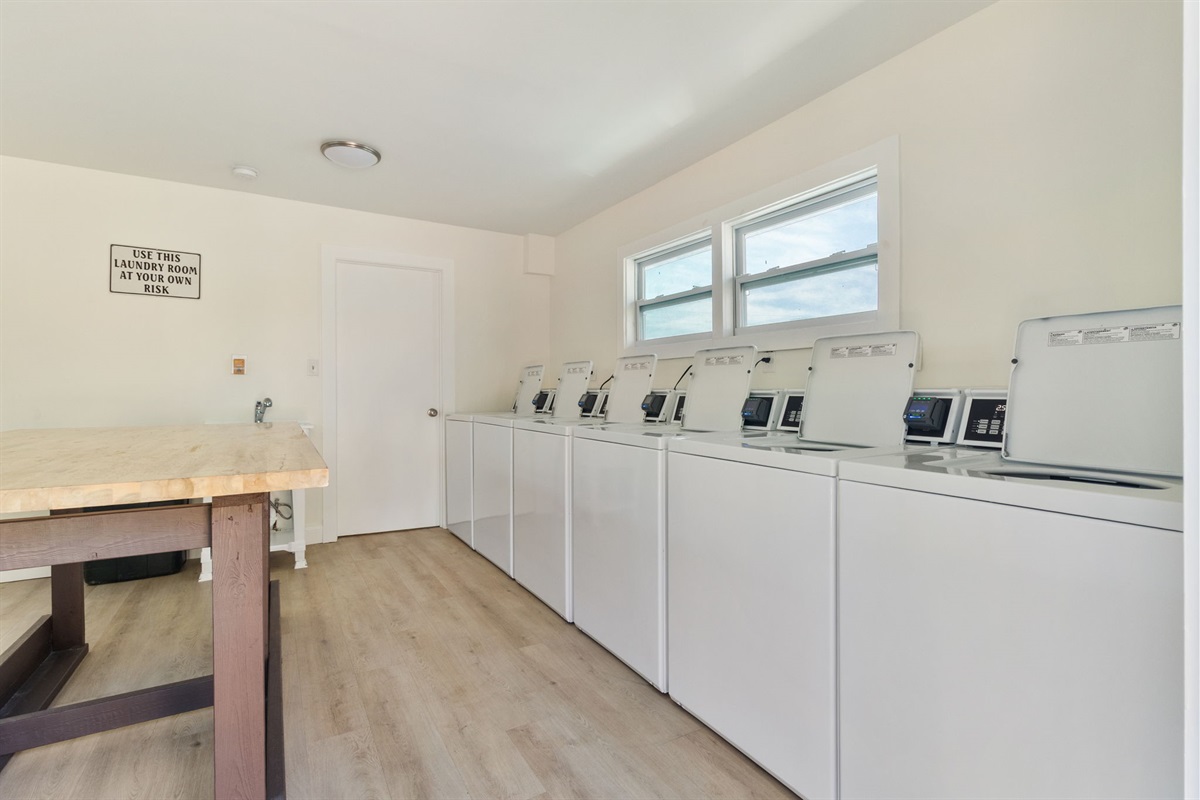 Laundry room on the premises (brand new card reading machines).