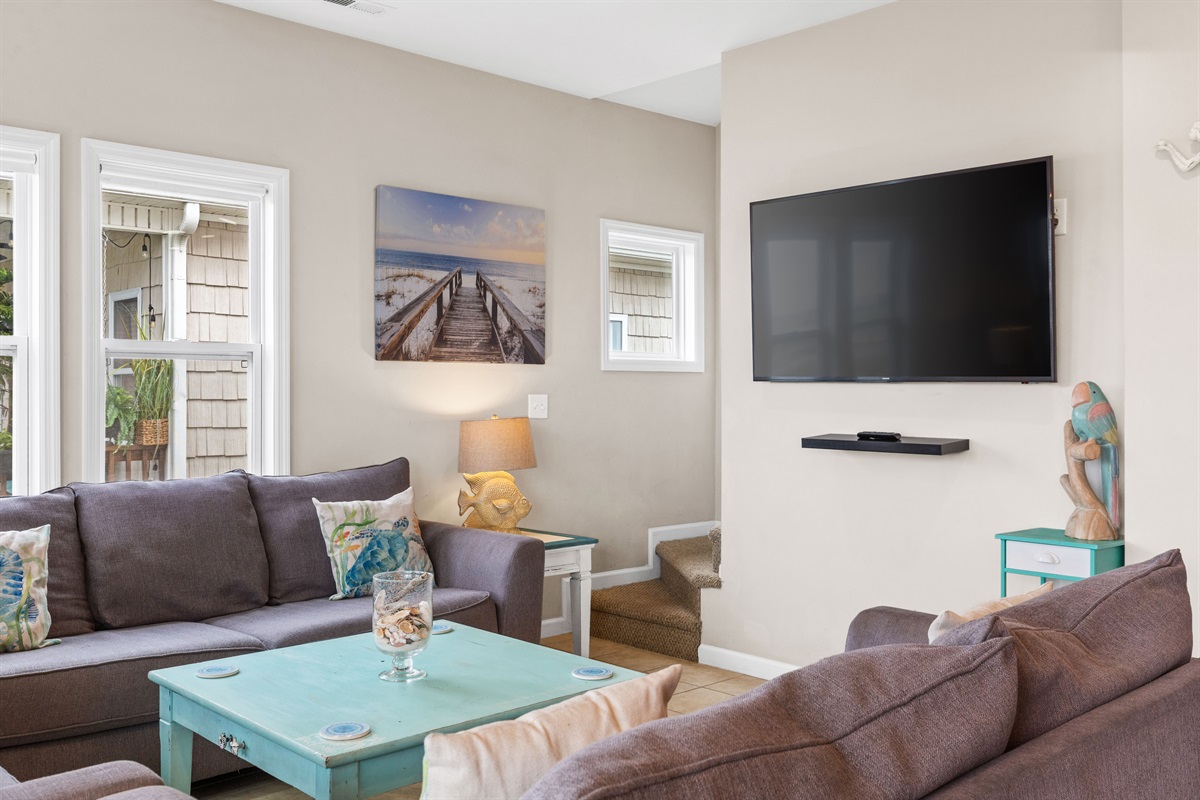 Kick back with your favorite show after a day at the beach
