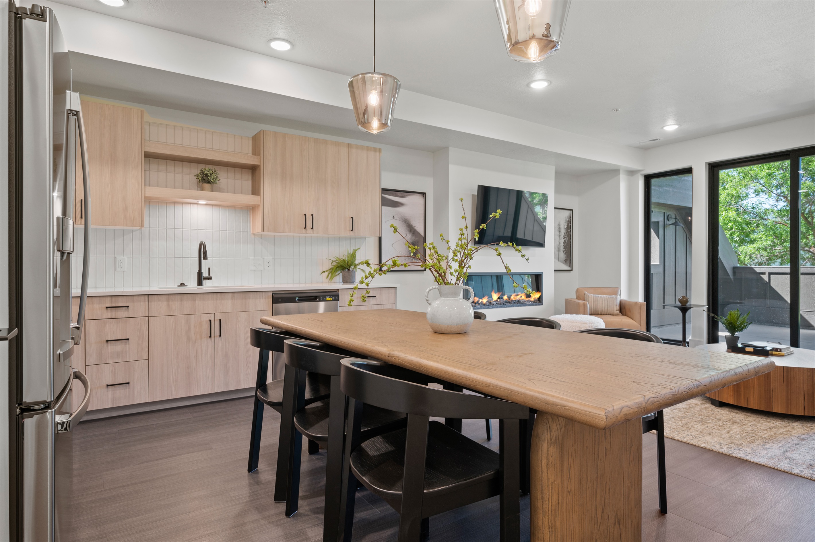 An open-concept living space makes seamless conversations with family and friends.