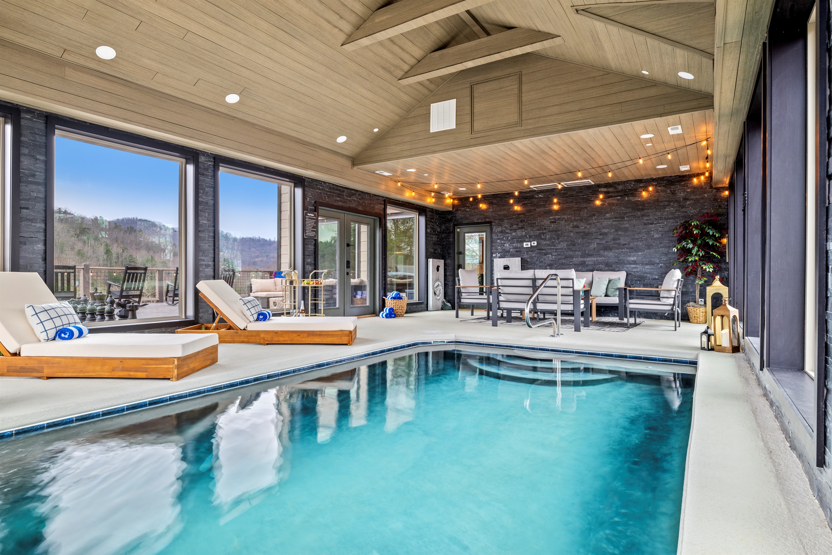 Swim in the heated indoor pool or unwind poolside or in the lounge area while soaking in mountain views on three sides.