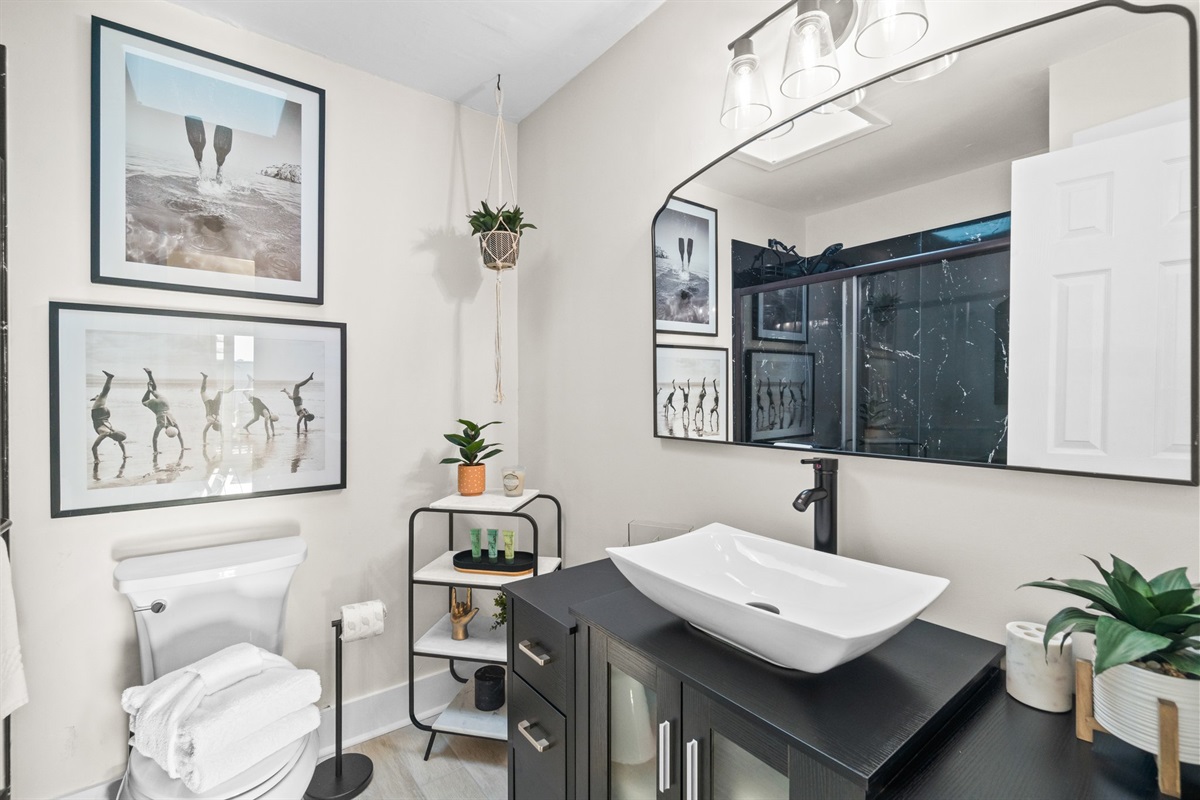 updated private bathroom to primary bedroom