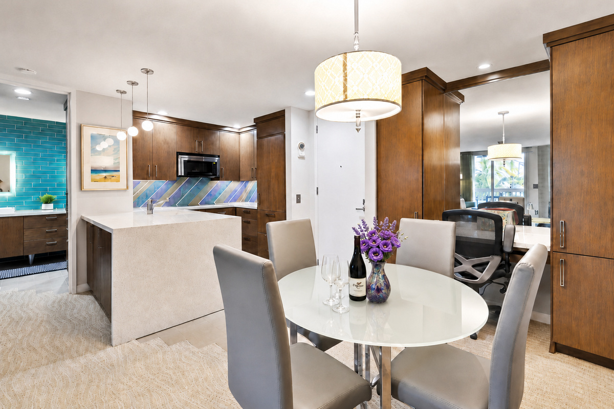 Walnut cabinetry and Sub-Zero refrigerator