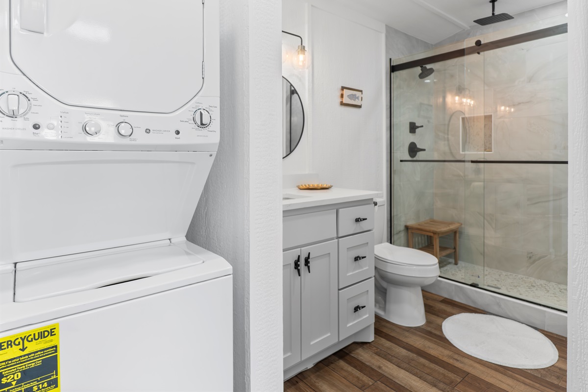 Laundry area and Bathroom